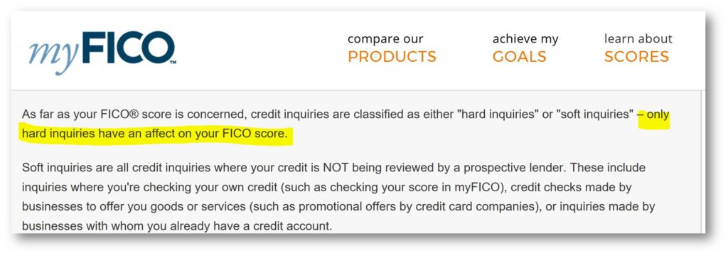 soft credit inquiries do not affect your credit score