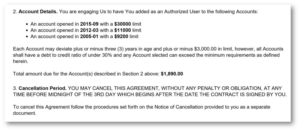 tradelines costs and pricing example