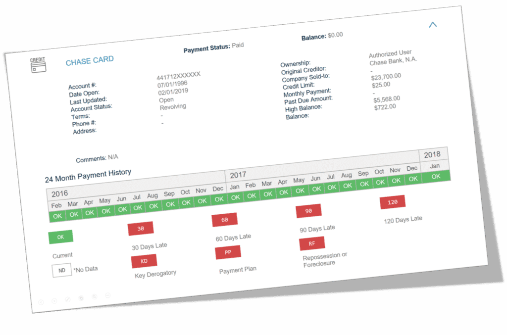 seasoned authorized user tradeline example