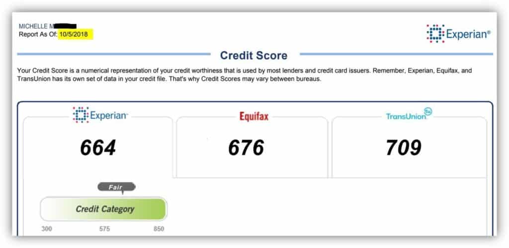 credit scores from 3 dredit reporting agencies