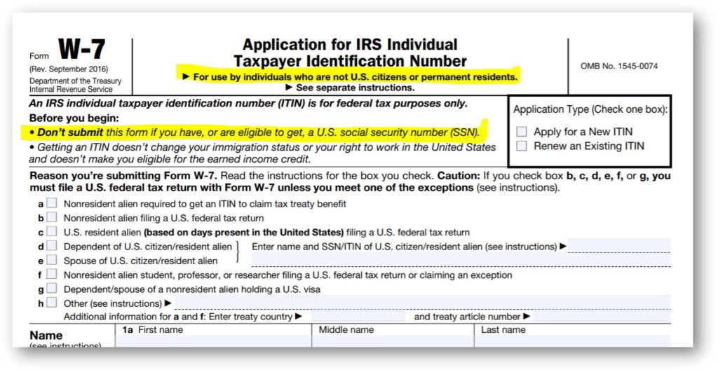 itin application